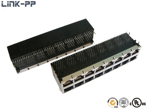 2X8 port 10GBase-T JT5-2810NL modular jack multi-port RJ45 connector with led