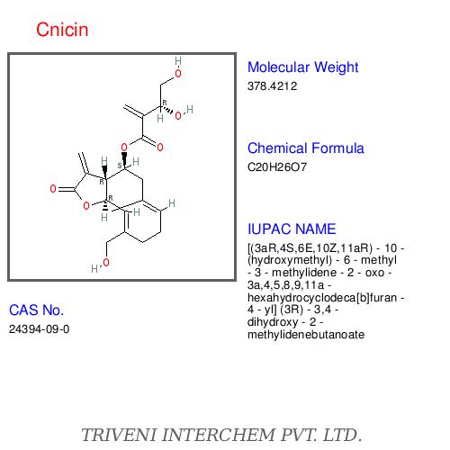 Cnicin - White Powder, C25H30O5, CAS 71635-78-6 | High Purity, Natural Origin, Bioactive Sesquiterpene Lactone