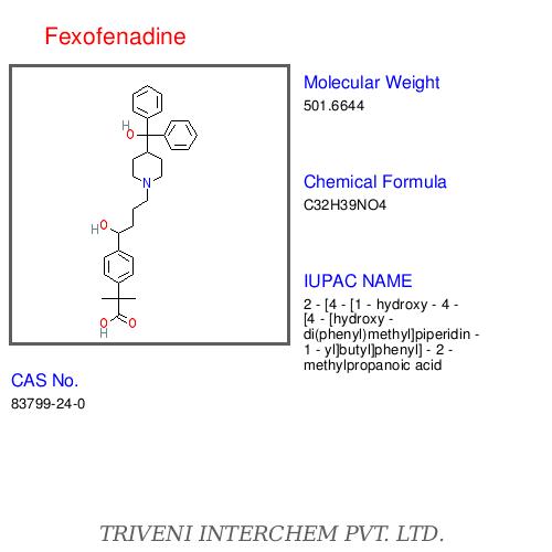 Fexofenadine - Chemical Formula C22H27ClN2O, Molecular Weight 461.40, Powder | Allergy Relief, Histamine Blocker, Effective Treatment