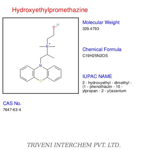 Hydroxyethylpromethazine - Chemical Formula C19H23NO2, Purity 99% | Antihistamine, Anticholinergic, Water Soluble