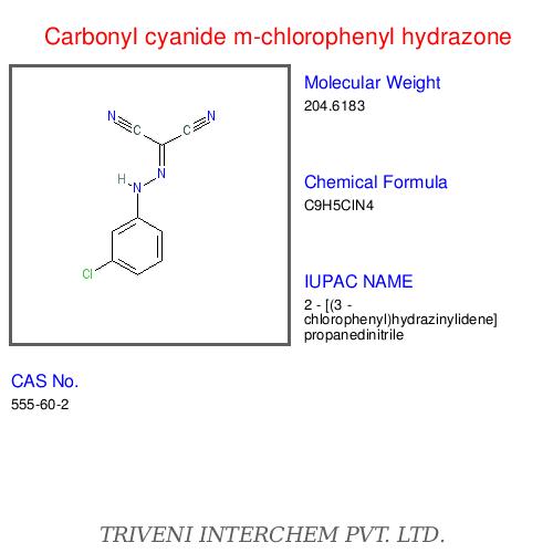 Carbonyl Cyanide m-Chlorophenyl Hydrazone - White to Light Yellow Crystalline Powder CââHââClNâOâ 98% Purity | Ionophore Action ATP Synthase Inhibitor Mitochondrial Research