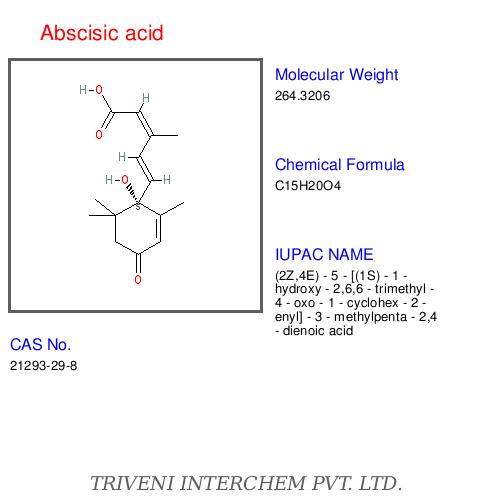 Abscisic Acid - C15H20O4, CAS 143-89-7, Molecular Weight 264.3 | Plant Growth Regulator, Induces Dormancy, Stress Tolerance, 99% Purity, Water Soluble