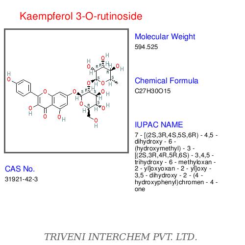 Kaempferol 3-O-rutinoside - C21H22O12, 434.38 MW, Water Soluble | High Purity, Bitter Tasting, Flavonol Glycoside, Pharmaceutical Grade