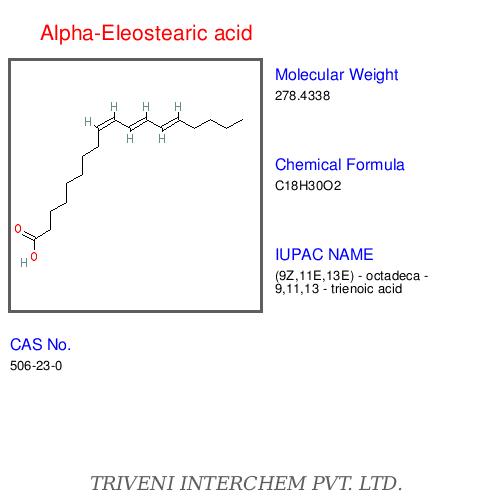 Alpha-Eleostearic Acid - C18H30O2, CAS 506-32-1 | Drying Oil, High Unsaturation, Tung Oil Base, Industrial Use