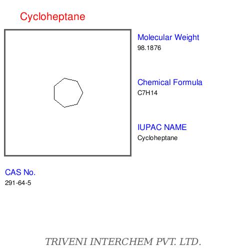 Cycloheptane - C7H14, Boiling Point 118Â°C, Density 0.81 g/cmÂ³ | Nonpolar Solvent, Chemical Intermediate, High Purity, Pharmaceutical Use