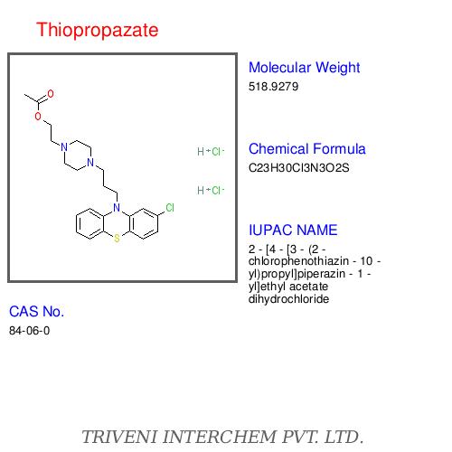 Thiopropazate - Phenothiazine Class, C23H24ClN3S, CAS 91-52-5, Antipsychotic Effect
