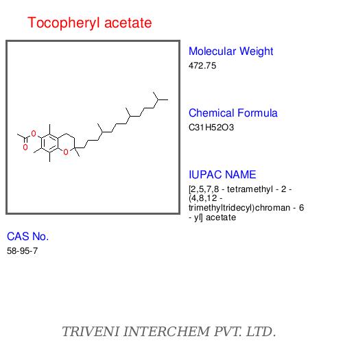Tocopheryl Acetate - Yellowish Oil, CAS 7695-91-2, C29H50O2 | Antioxidant, Skin Health, Immune Support, Cellular Protection