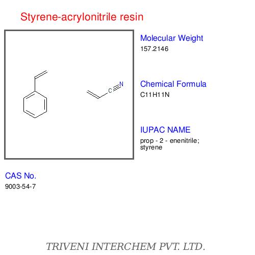 Styrene-Acrylonitrile Resin - Poly(Styrene-Co-Acrylonitrile), CAS 9003-54-7, Density 1.06-1.1 g/cm³ | Heat Resistance, Chemical Resistance, High Strength, Good Clarity