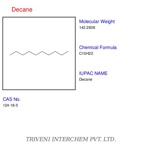 Decane - Chemical Formula C10H22, Boiling Point 174°C, Density 0.73 g/mL | High Purity, Stable Compound, Versatile Solvent