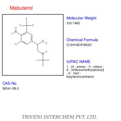 Mabuterol - C18H24O3, CAS No 16312-46-3, Molecular Weight 312.4 | Bronchodilator, Asthma Relief, Respiratory Aid