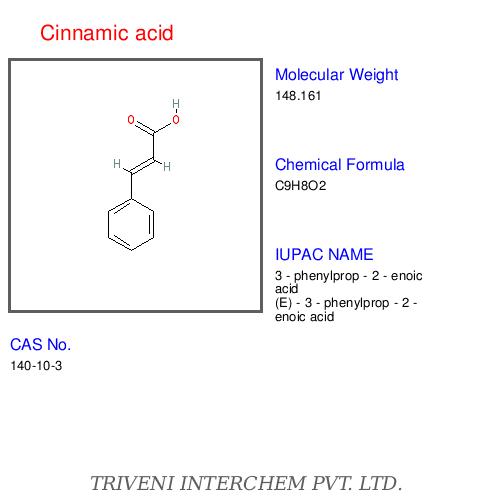 Cinnamic Acid - White Crystalline, C9H8O2, CAS 621-82-9 | High Purity, Versatile Use, Stable Compound