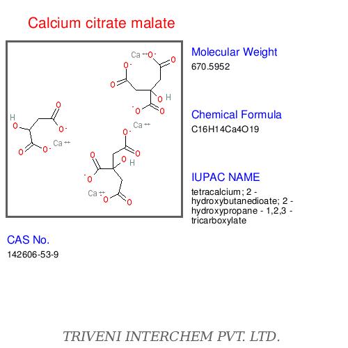 Calcium Citrate Malate - White C12H14CaO14 616.66 g/mol | Water Soluble High Bioavailability Calcium Supplement