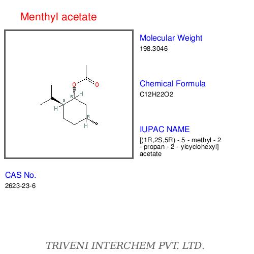 Menthyl Acetate - C12H22O2, Boiling Point 224°C, Density 0.92 g/cm³ | Natural Aroma, Peppermint Scent, Flavor Enhancer, Cosmetics Ingredient