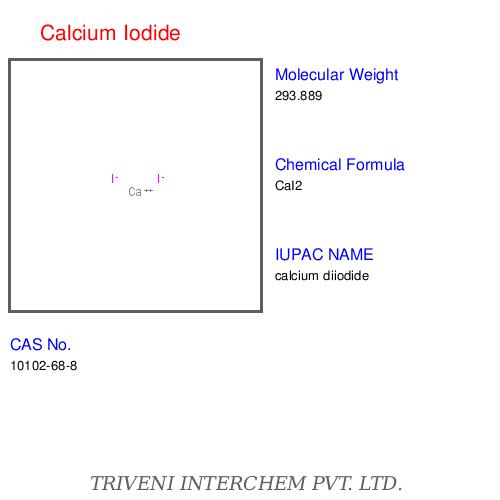 Calcium Iodide - CaI2 Colorless Solid, Deliquescent, High Solubility, Photographic Use