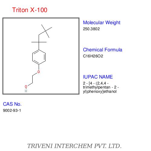 Triton X-100 - Polyethylene Glycol Octylphenyl Ether, Clear Liquid | High Purity, Low Viscosity, Effective Surfactant