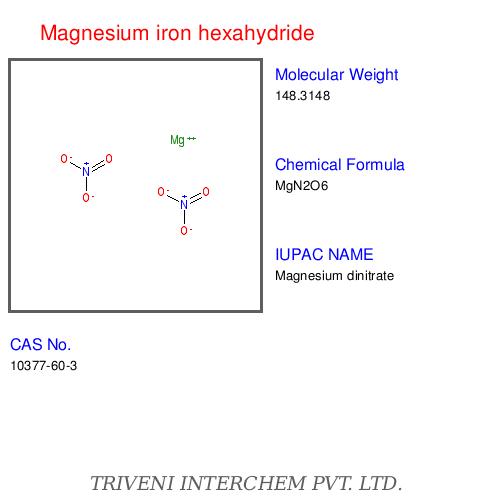 Magnesium Iron Hexahydride - Mg(NO3)2·6H2O, Molar Mass 256.41 g/mol, High Purity, Fast Dissolving, Water & Ethanol Soluble, Hygroscopic