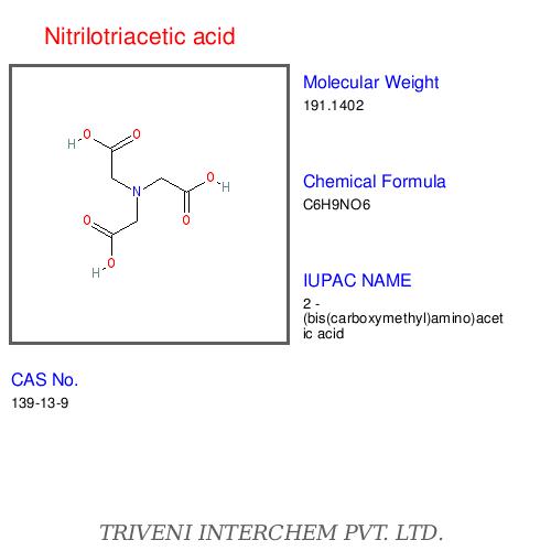 Nitrilotriacetic Acid - White Crystalline Powder, Cas 139-13-9, >99% Purity, Water Soluble, Biodegradable Chelating Agent