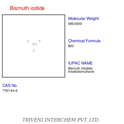 Bismuth Iodide - BiI3 Gray-Black Solid, 5.65 g/cm³ Density | High Purity, Precise Synthesis, Consistent Quality