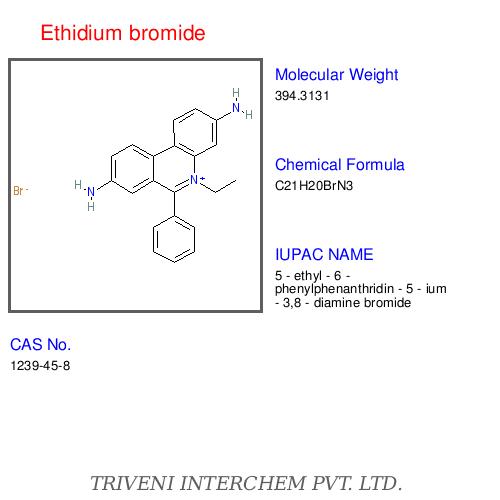 Ethidium Bromide - C13H10N2Br, Water Soluble, 99% Purity | DNA Staining, Fluorescence, UV Detection, Sensitive, Reliable, Toxic