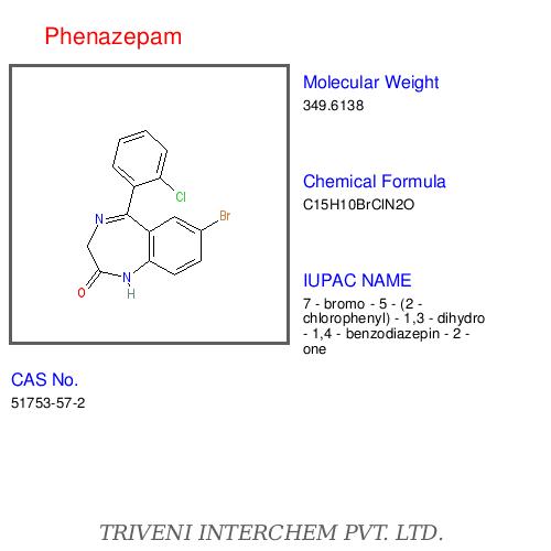Phenazepam - C18h15cln2o2, 99% Purity, Precise Dosage | Cas 222-98-5, Sealed Container, Storage 2-8â°c