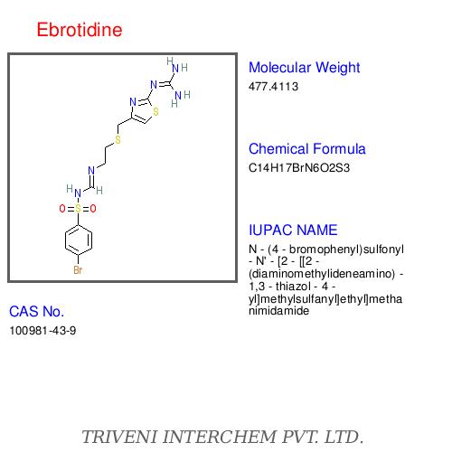 Ebrotidine - Tablet, C38H44N6O3S, 671.8 MW | H2 Antagonist, Gastric Protection, Ulcer Treatment, Mucosal Repair