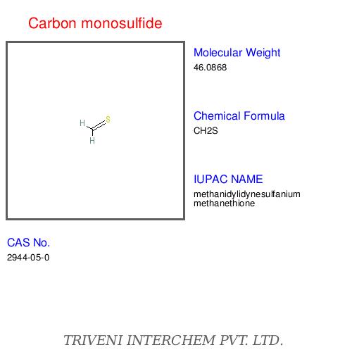 Carbon Monosulfide - Chemical Formula CS, Bond Length 1.534 Ã
, Bond Order 3 | Strong Bond, Gas Phase, Reactive, Unique Structure