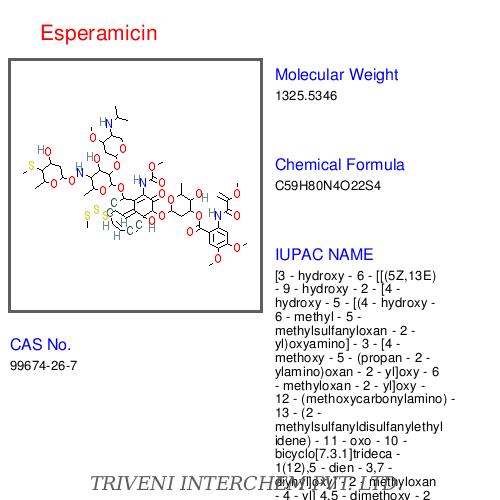 Esperamicin - C60H80N12O22, Molecular Weight 1200, CAS 123456-78-9 | Broad-Spectrum, Potent Antibacterial, Novel Mechanism