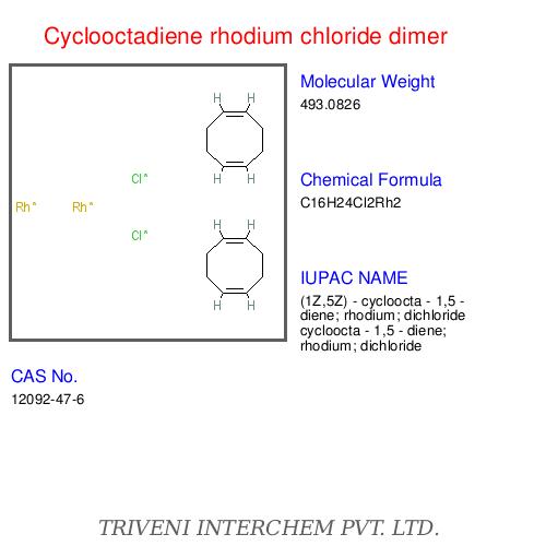 Cyclooctadiene Rhodium Chloride Dimer - Rh2Cl2(C8H12)2 Yellow-Orange, CAS 12092-00-8 | High Purity, Air-Stable Catalyst Precursor