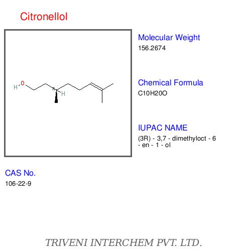 Citronellol - C10H20O 224Â°C Boiling Point 98% Purity | Insect Repellent Perfume Ingredient Rose Oxide Precursor