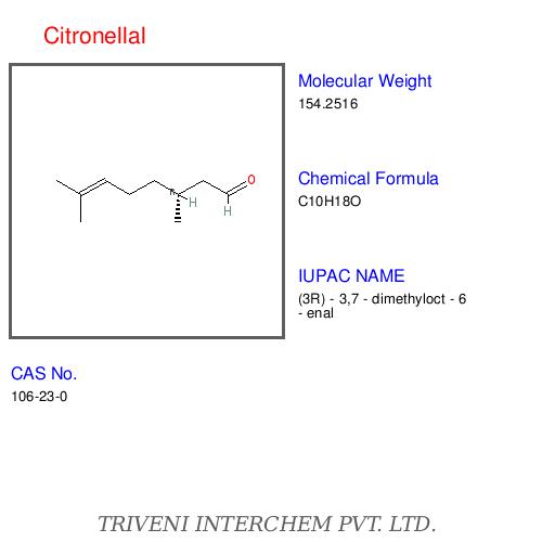 Citronellal - Colorless Liquid, CAS No 106-23-0, C10H18O | Insect Repellent, Fragrant Aroma, Natural Ingredient, Versatile Uses