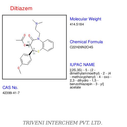Diltiazem - White Crystalline Powder, CAS 33286-22-5 | Calcium Channel Blocker, Hypertension, Angina, Arrhythmia