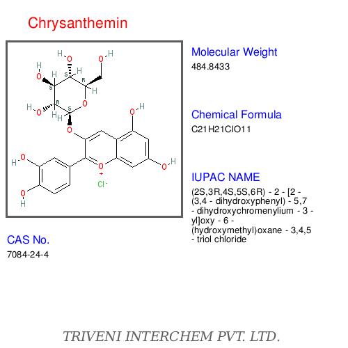 Chrysanthemin - Dark Red Powder, C27H30O16 | 3-Glucoside Cyanidin, 98% Purity, Water-Soluble Antioxidant