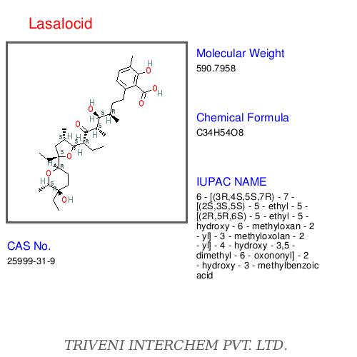 Lasalocid - White Powder, C47H70O8, 98% Purity | Ionophore, Coccidiostat, Livestock Feed Additive