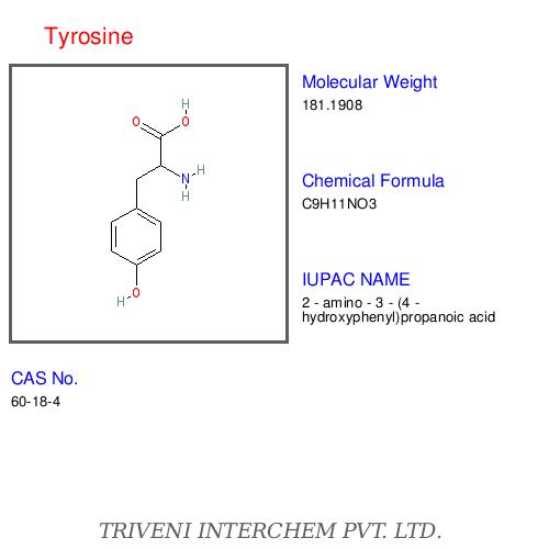 Tyrosine - White Crystalline Powder, C9H11NO3, CAS 60-18-4 | High Purity, Protein Synthesis, Neurotransmitter Precursor, Essential Amino Acid