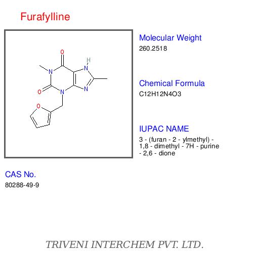 Furafylline - C13H14N4O2, 282.31 Molecular Weight, Water Soluble | Asthma Treatment, Long-Acting Theophylline Replacement