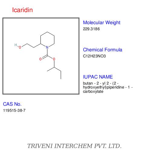 Icaridin - Hydroxyethyl Isobutyl Piperidine Carboxylate, Colorless Odorless Broad Efficacy Insect Repellent