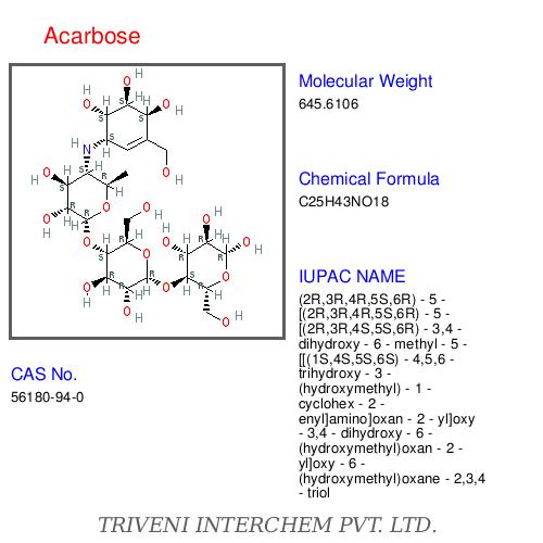 Acarbose - C25H41NO18 Tablets 99% Purity | Blood Sugar Control Enzyme Inhibition Glycemic Management