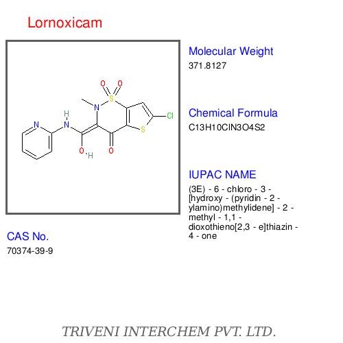 Lornoxicam - White to Pale Yellow Crystalline Powder, C18H17ClN2O2S, 99% Purity | Analgesic, Anti-inflammatory, Fast Acting