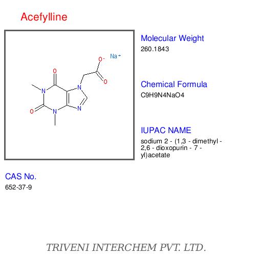 Acefylline - White Crystalline Powder, C13H16N4O4 | Bronchodilation, Asthma Relief, Smooth Muscle Relaxation