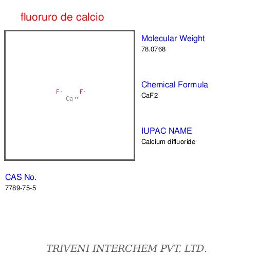 Fluoruro de Calcio - Calcium Fluoride White Solid, CaF2, 3.18 g/cm³ Density | High Purity, Precise Formula, Versatile Use