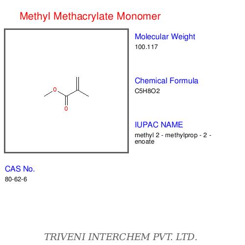 Methyl Methacrylate Monomer - Colorless Liquid, Boiling Point 100.3Â°C | High Purity, Polymerization, Versatile Monomer