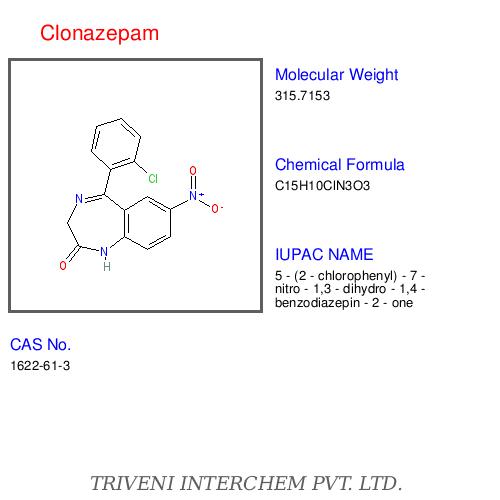 Clonazepam - C15H15ClN2, Molecular Weight 315.7, Purity >99% | High Purity, Precise Dosage, Sealed Containers