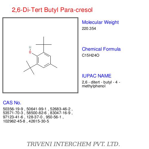 2,6-Di-Tert Butyl Para-cresol - White Crystalline Powder, CAS 128-37-0 | High Purity, Antioxidant, Stabilizer, Versatile