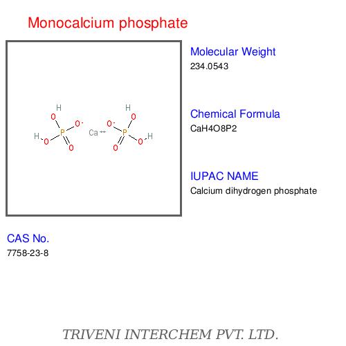 Monocalcium Phosphate - White Crystalline Powder, Food Grade, 98% Purity, Ca(H2PO4)2