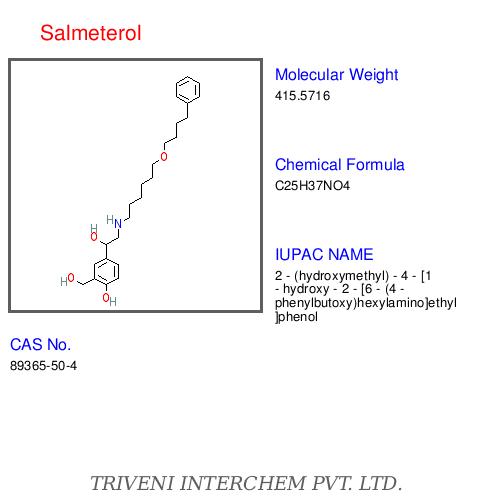 Salmeterol - CAS No 89345-38-6, C25H37NO6, 411.57 g/mol | Long-Acting Relief, Asthma and COPD Treatment, Easy Inhalation