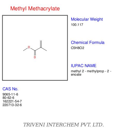 Methyl Methacrylate - C5H8O2, Boiling Point 100.3 °C | High Clarity, Impact Resistant, UV Resistant