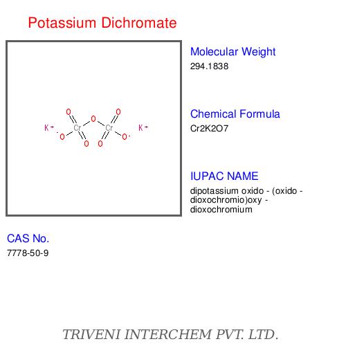Potassium Dichromate - Orange Crystals K2Cr2O7 CAS 7778-50-9 | Strong Oxidant Versatile Reagent Lab & Industrial Use