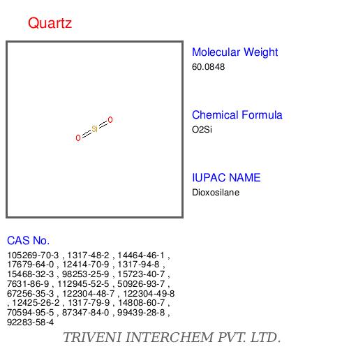 Quartz - SiO2 Mineral, 99.9% Purity, Particle Size Variable, Durable Chemical Resistance