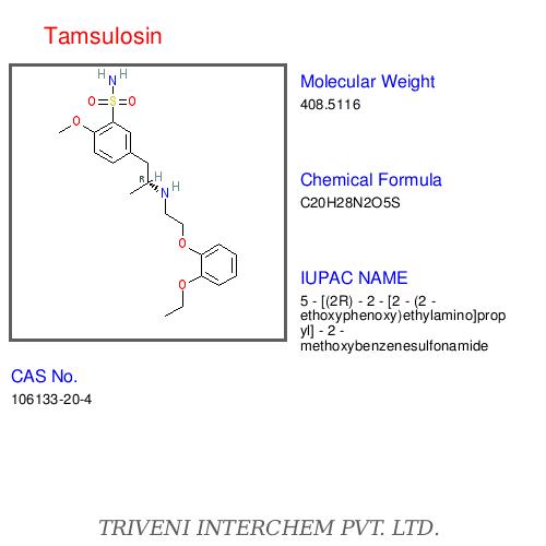 Tamsulosin - Molecular Weight 481.61 g/mol, CAS No 106125-10-4 | Alpha Blocker, BPH Symptom Management, Extended-Release Capsules