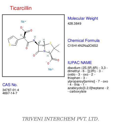 Ticarcillin - White Powder, C19H23N2O8S | Broad Spectrum, Gram-Negative Coverage, Injectable Antibiotic